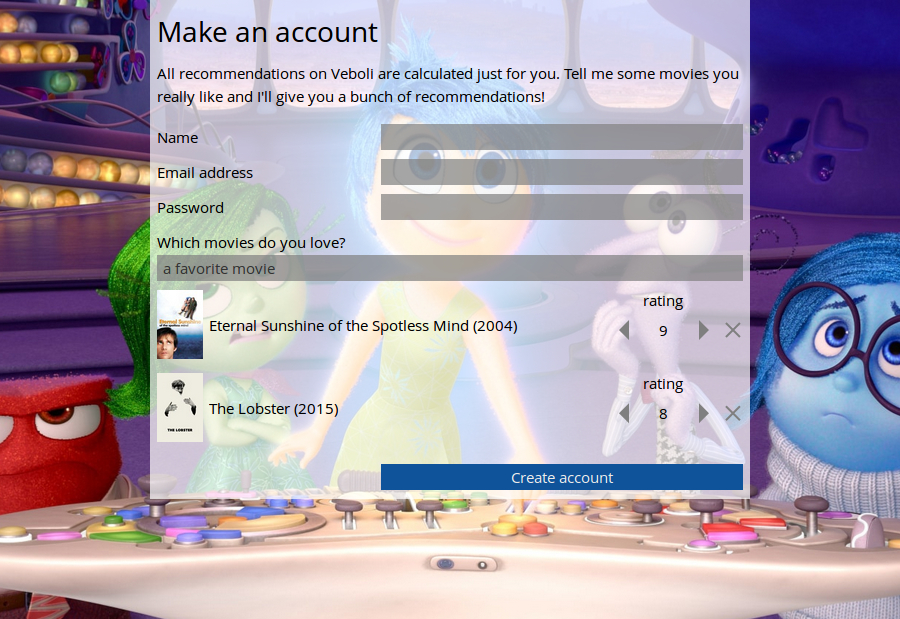Screenshot of making an account.