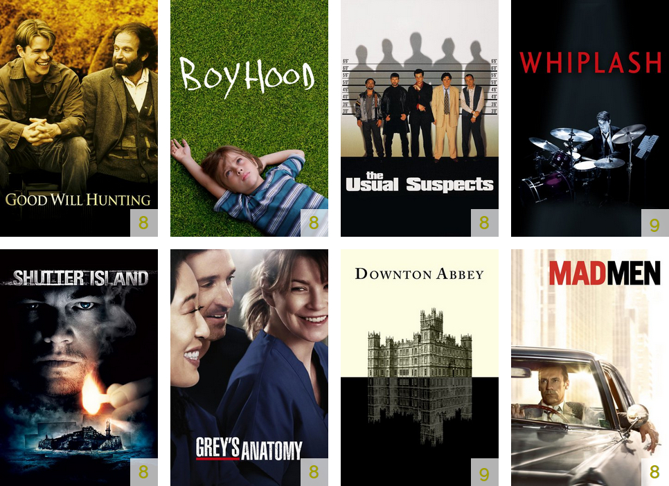 Screenshot of the Thomas van Wageningen's new recommendations starting with Good Will Hunting and Boyhood.