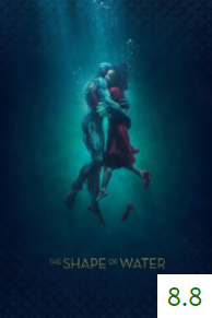 Poster for The Shape of Water with an average rating of 8.8.