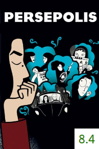Poster for Persepolis with an average rating of 8.4.
