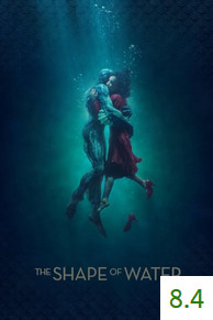 Poster for The Shape of Water with an average rating of 8.4.