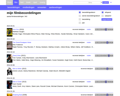 Design 3: screenshot of the new ratings page. The page is centered, the background is white with gray and blue elements. There is one navigation bar on top.