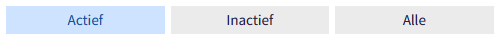 Schermafbeelding van de drie nieuwe opties actief, inactief, en alle waarbij actief is aangevinkt.