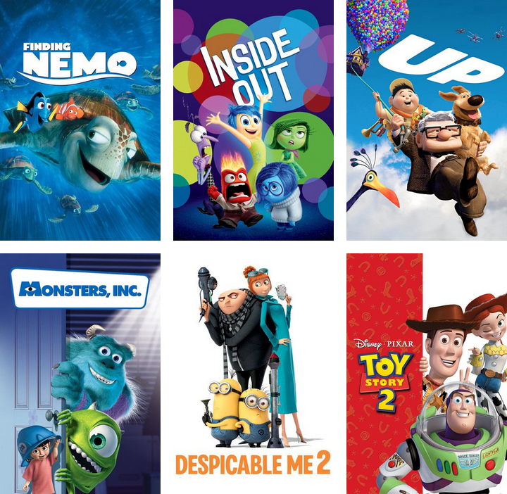 Similar movies of Toy Story, starting with Finding Nemo and Inside Out.