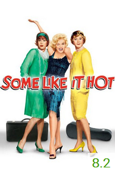 Poster for Some Like It Hot with an average rating of 8.2.