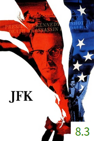 Poster for JFK with an average rating of 8.3.