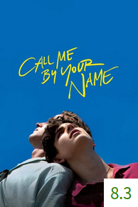 Poster for Call Me By Your Name with an average rating of 8.3.