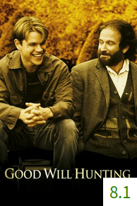 Poster for Good Will Hunting with an average rating of 8.1.