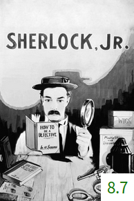 Poster for Sherlock, Jr. with an average rating of 8.7.