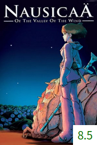 Poster for Nausicaä of the Valley of the Wind with an average rating of 8.5.