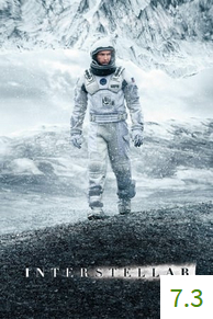 Poster for Interstellar with an average rating of 7.3.