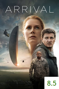 Poster for Arrival with an average rating of 8.5.