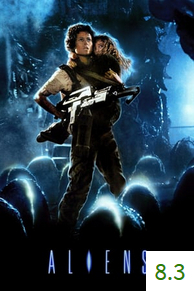Poster for Aliens with an average rating of 8.3.