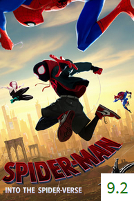 Poster for Spider-Man: Into the Spider-Verse with an average rating of 9.0.