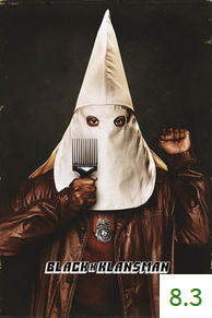 Poster for BlacKkKlansman with an average rating of 8.5.
